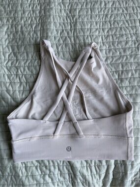 Lululemon energy bra high neck longline ribbed white opal